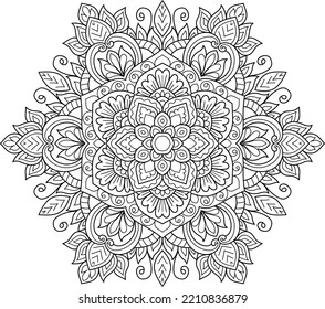 Doodle Zen tangle design mandala coloring book pages for adults vector illustration