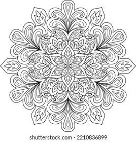 Doodle Zen tangle design mandala coloring book pages for adults vector illustration