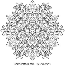 Doodle Zen tangle design mandala farbige Buchseiten für Erwachsene Vektorgrafik