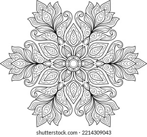 Doodle Zen tangle design mandala coloring book pages for adults vector illustration