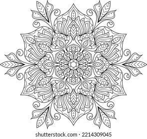 Doodle Zen tangle design mandala coloring book pages for adults vector illustration