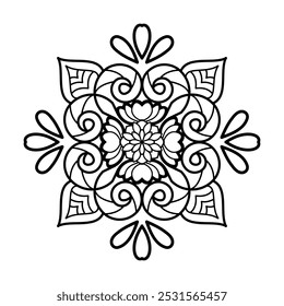 Página de libro para colorear de mandala de diseño de enredo zen Doodle. Páginas fáciles de libros para colorear de mandala para que los adultos se relajen, las experiencias dan alivio. Archivo de Vector de tamaño variable