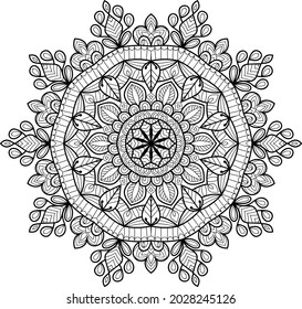 Doodle zen tangle design rounded mandala colouring book pages for adults vector illustration