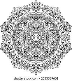 Doodle zen tangle design rounded mandala colouring book pages for adults vector illustration