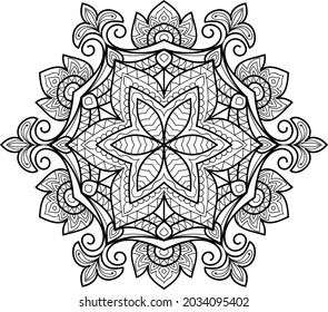 Doodle zen tangle design rounded mandala colouring book pages for adults vector illustration
