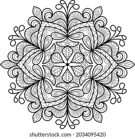 Doodle zen tangle design rounded mandala colouring book pages for adults vector illustration