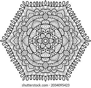 Doodle zen tangle design rounded mandala colouring book pages for adults vector illustration