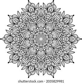 Doodle zen tangle design rounded mandala colouring book pages for adults vector illustration