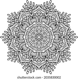 Doodle zen tangle design rounded mandala colouring book pages for adults vector illustration