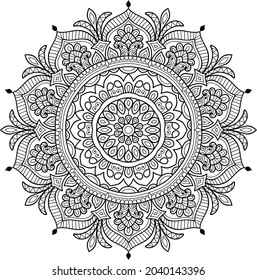 Doodle zen tangle design rounded mandala colouring book pages for adults vector illustration