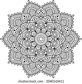 Doodle zen tangle design rounded mandala colouring book pages for adults vector illustration