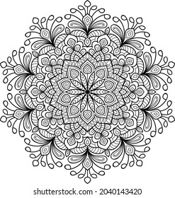 Doodle zen tangle design rounded mandala colouring book pages for adults vector illustration