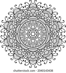 Doodle zen tangle design rounded mandala colouring book pages for adults vector illustration