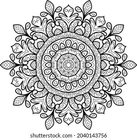 Doodle zen tangle design rounded mandala colouring book pages for adults vector illustration