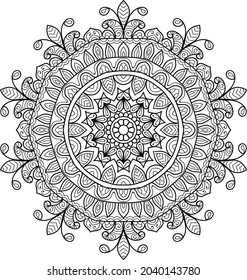 Doodle zen tangle design rounded mandala colouring book pages for adults vector illustration