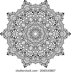 Doodle zen tangle design rounded mandala colouring book pages for adults vector illustration