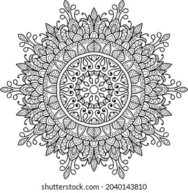 Doodle zen tangle design rounded mandala colouring book pages for adults vector illustration