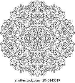 Doodle zen tangle design rounded mandala colouring book pages for adults vector illustration