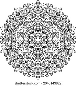 Doodle zen tangle design rounded mandala colouring book pages for adults vector illustration