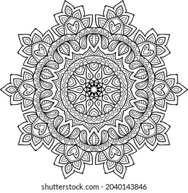 Doodle zen tangle design rounded mandala colouring book pages for adults vector illustration