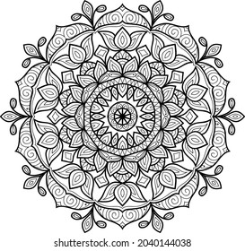 Doodle zen tangle design rounded mandala colouring book pages for adults vector illustration