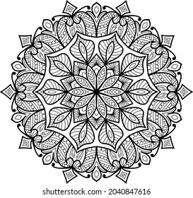 Doodle zen tangle design rounded mandala colouring book pages for adults vector illustration