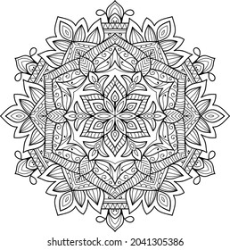 Doodle zen tangle design rounded mandala colouring book pages for adults vector illustration