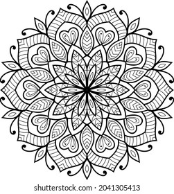 Doodle zen tangle design rounded mandala colouring book pages for adults vector illustration