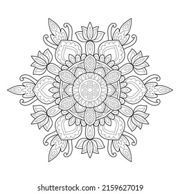 Doodle zen tangle design rounded mandala colouring book pages for adults vector illustration