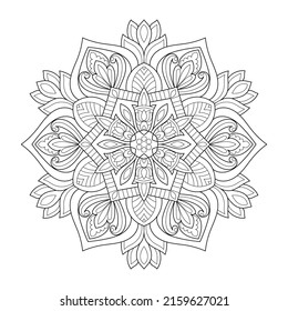 Doodle zen tangle design rounded mandala colouring book pages for adults vector illustration