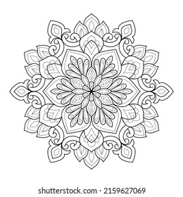 Doodle zen tangle design rounded mandala colouring book pages for adults vector illustration