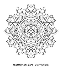 Doodle zen tangle design rounded mandala colouring book pages for adults vector illustration