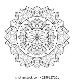 Doodle zen Dreieck Design abgerundete Mandala Farbbuchseiten für Erwachsene Vektorgrafik