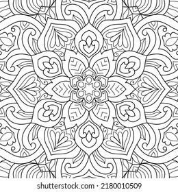 Doodle Zen tangle diseño páginas de libros de colores de mandala redondeada para adultos ilustración vectorial