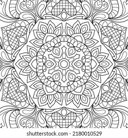 Doodle Zen tangle diseño páginas de libros de colores de mandala redondeada para adultos ilustración vectorial