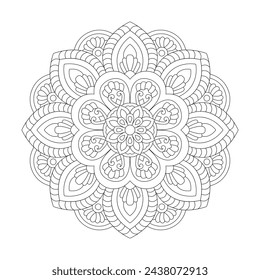 Doodle zen tangle design rounded mandala for Coloring book page, vector file