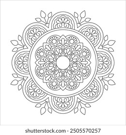 Doodle Zen Tangle Design abgerundetes Mandala für Malbuch Seite, Vektordatei