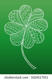 Doodle zentangle clover shamrock Saint Patrick's Day vector isolated