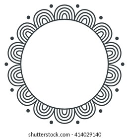 Doodle zentangle monochrome vector frame on white background