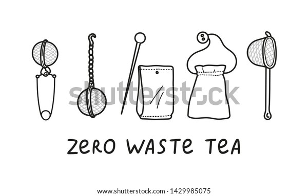 Doodle\
zero waste tea set. Tea strainers and tea\
bags.