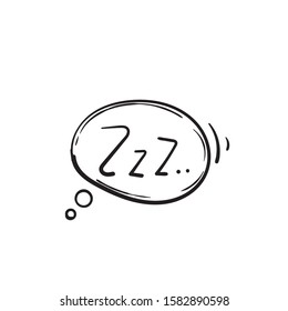 doodle zzz illustration symbol for sleepy isolated on white background