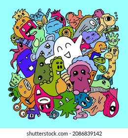 DoodleART-happy time. for boook illustration, poster, t-shirt, greeting car. Hand drawing style illustration vector.