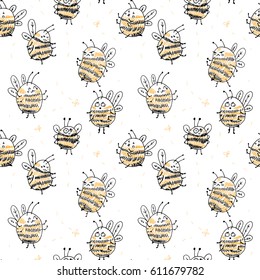 Doodled bees pattern