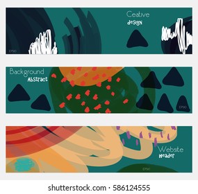 Doodled circles scribbles strokes green and white banner set. Hand drawn textures creative abstract design. Website header social media advertisement sale brochure templates. Isolated on layer