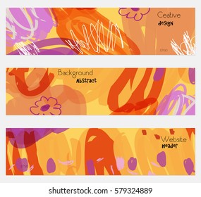 Círculos dibujados garabatos trazos de Anuncio naranja set.Hand dibujado texturas diseño abstracto creativo. Encabezado de Sitio web Plantillas de folleto de venta de publicidad en redes sociales. Aislado en la capa