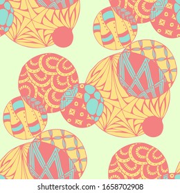 Círculos Doodled. Fondo impecable con elementos orgánicos para el mantel de papel interior. Rapto Vector blanco y negro en colores modernos. Decoración navideña colorida. Círculos sin Pañuelos.