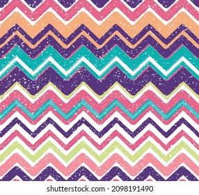 Doodled Geo Chevron Seamless Vector Pattern - in fun tween colors. Repeating patterns are great for webpage backgrounds, packaging, or surface designs.