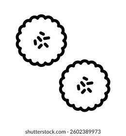 Doodled hand drawn vector illustrations of   slice of fresh cucumber as healthy salad ingredients. Perfect for kitchen, restaurant, or cafe poster, logo, or simbol design in high resolution.