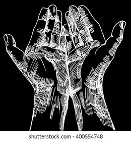 Doodled hands White on Black