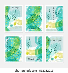 Doodled marks on yellow green.Hand drawn creative invitation greeting cards.Poster placard flayer design templates. Anniversary Birthday wedding party cards.Isolated on layer.